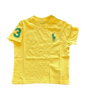 Polo Ralph Lauren Baby Boys Big Pony Crewneck T-shirts, Yellow. Size 12 Months